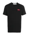 Comme Des Garçons Play Double Heart Patch Short Sleeve T-shirt In Black