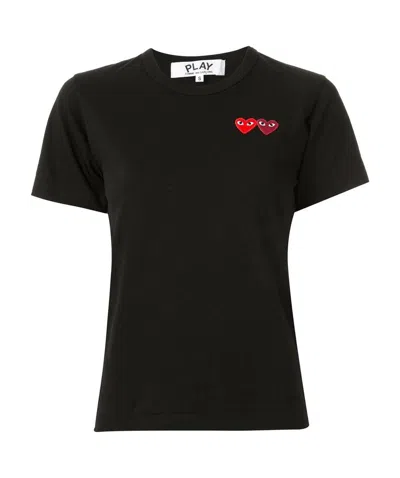 Comme Des Garçons Play Logo Embroidered Crew Neck T-shirt In Multi