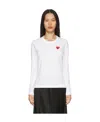 Comme Des Garçons Play White Heart Patch Long Sleeve T-shirt In White