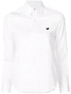 Comme Des Garçons Play Logo Embroidered Plain Shirt In White
