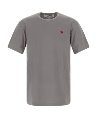 Comme Des Garçons Play Logo-embroidered T-shirt In Gray