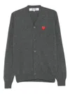 Comme Des Garçons Play Logo Heart-emblem V-neck Cardigan In Gray