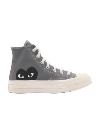 Comme Des Garçons Play Logo High-top Sneakers In Gray