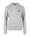 Comme Des Garçons Play Unisex Light Grey Cotton Hoodie With Red Heart In Gray