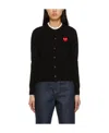 Comme Des Garçons Play Long Sleeve Logo Cardigan In Black