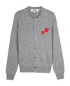 Comme Des Garçons Play Logo Knitted Cardigan In Gray