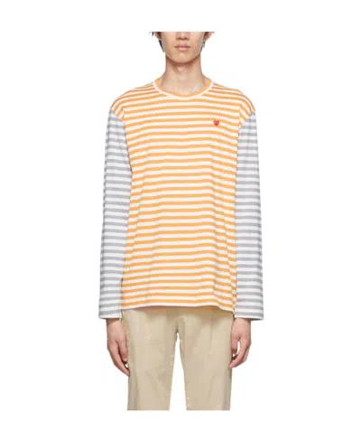Comme Des Garçons Play Logo Long-sleeved T-shirt In Nude