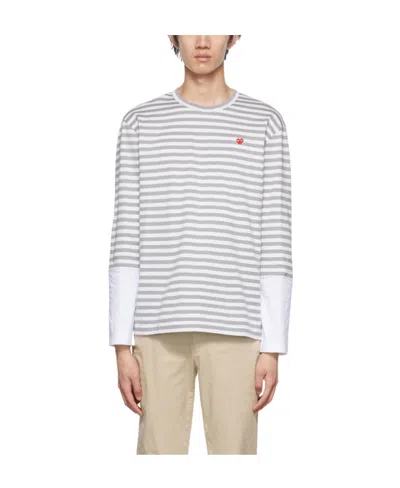 Comme Des Garçons Play Logo Long-sleeved T-shirt In White