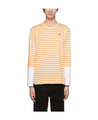Comme Des Garçons Play Logo Long-sleeved T-shirt In White
