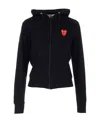Comme Des Garçons Play Zipped Hoodie With Double Heart Patch In Black