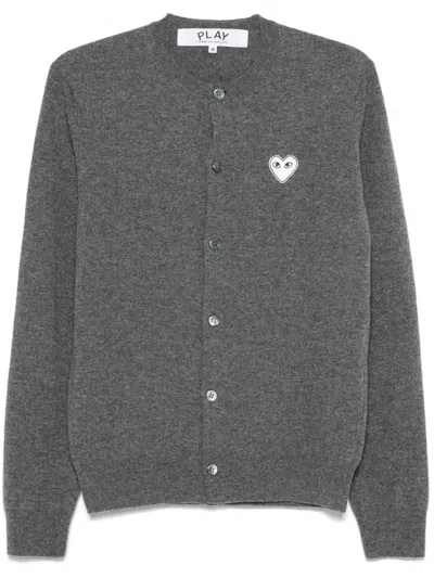 Comme Des Garçons Play Logo-patch Cardigan In 灰色