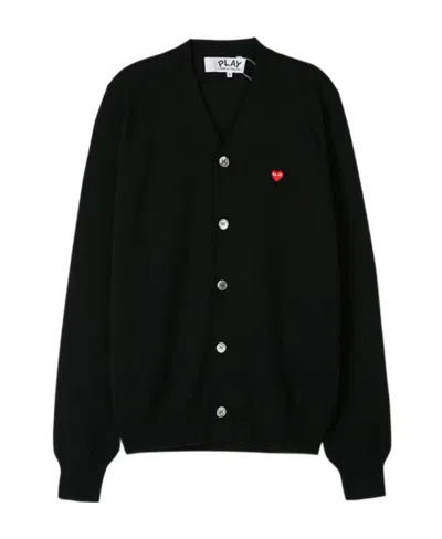 Comme Des Garçons Play Logo Patch Cardigan In Black