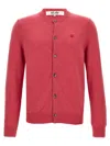 Comme Des Garçons Play Logo Patch Cardigan In Pink