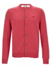 Comme Des Garçons Play Logo Patch Cardigan In Pink