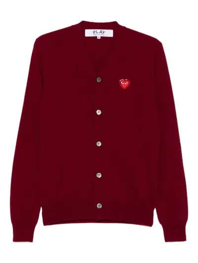 Comme Des Garçons Play Logo-patch Cardigan In Red