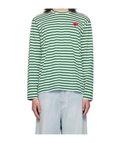 Comme Des Garçons Play Logo-patch Cotton T-shirt In Green