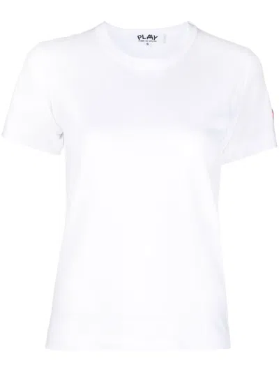 Comme Des Garçons Play Logo-patch Cotton T-shirt In White