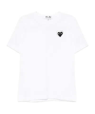 Comme Des Garçons Play Logo Patch Crewneck T-shirt In White