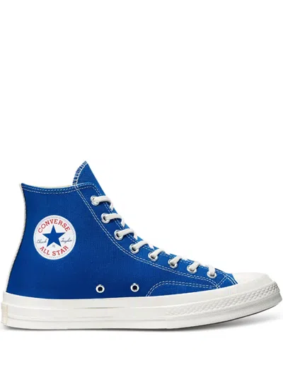 Comme Des Garçons Play Logo-patch High-top Sneakers In Blue