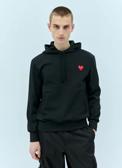 Comme Des Garçons Play Logo Patch Hooded Sweatshirt In Black