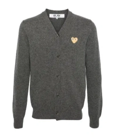 Comme Des Garçons Play Logo Patch Knitted Cardigan In Black