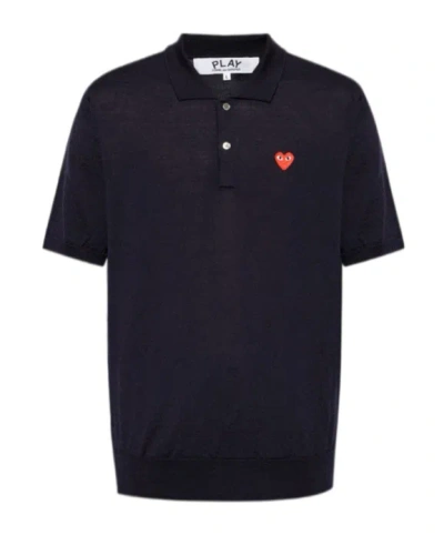 COMME DES GARÇONS PLAY LOGO-PATCH KNITTED POLO SHIRT