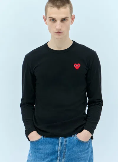 Comme Des Garçons Play Logo Patch Long-sleeve T-shirt In Black