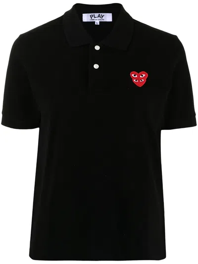 Comme Des Garçons Play Logo-patch Polo Shirt In Black