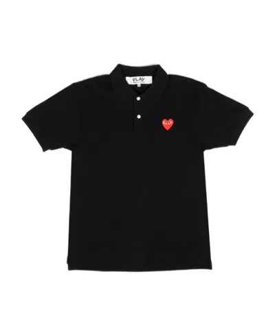 Comme Des Garçons Play Logo-patch Polo Shirt In Black