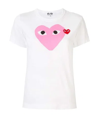 Comme Des Garçons Play Logo-patch Printed T-shirt In White