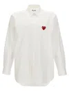 Comme Des Garçons Play Red Heart Patch Shirt In White