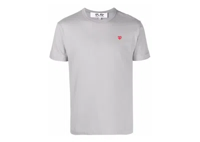 Pre-owned Comme Des Garçons Play Logo Patch Shortsleeve Tee Shirt In Grey/red