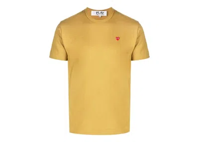 Pre-owned Comme Des Garçons Play Logo Patch Shortsleeve Tee Shirt In Yellow/red