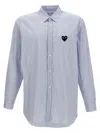 Comme Des Garçons Play Logo Patch Striped Shirt In Blue