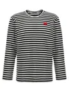 Comme Des Garçons Play Heart-patch Striped Cotton T-shirt
