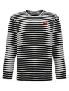 Comme Des Garçons Play Heart-patch Striped Cotton T-shirt