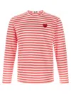 Comme Des Garçons Play Logo Patch Stripes T-shirt In Multi