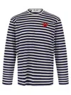 Comme Des Garçons Play Striped Logo Patch Crew Neck T-shirt