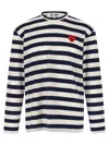 Comme Des Garçons Play Striped Logo Patch Crew Neck T-shirt In Black