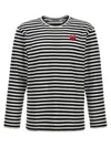 Comme Des Garçons Play Omme Des Garcons Play Single Heart Stripe T Shirt In Black