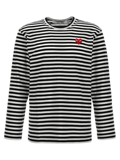 COMME DES GARÇONS PLAY COMME DES GARÇONS PLAY LOGO PATCH STRIPES T-SHIRT