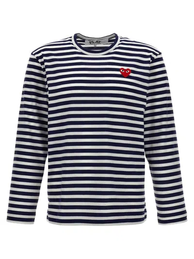 COMME DES GARÇONS PLAY COMME DES GARÇONS PLAY LOGO PATCH STRIPES T-SHIRT