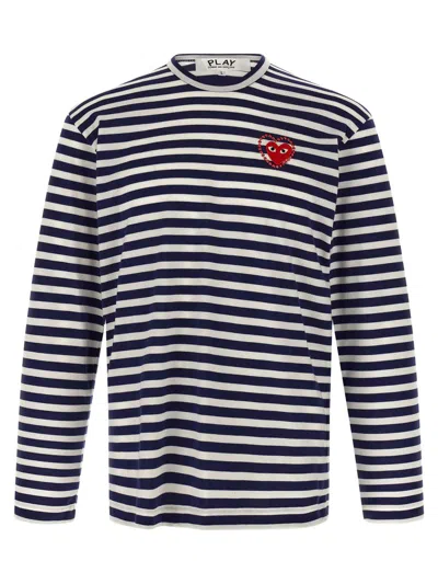COMME DES GARÇONS PLAY COMME DES GARÇONS PLAY LOGO PATCH STRIPES T-SHIRT