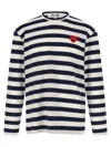 Comme Des Garçons Play Striped Logo Patch Crew Neck T-shirt In Multi
