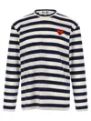 Comme Des Garçons Play Striped Logo Patch Crew Neck T-shirt In Multi
