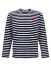 COMME DES GARÇONS PLAY LOGO PATCH STRIPES T-SHIRT BLUE