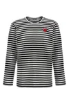 Comme Des Garçons Play Omme Des Garcons Play Single Heart Stripe T Shirt In Black