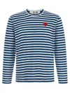 Comme Des Garçons Play Striped Long Sleeve Crew Neck T-shirt In Multi