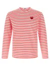 Comme Des Garçons Play Logo Patch Stripes T-shirt In Red