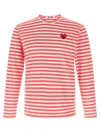 Comme Des Garçons Play Logo Patch Stripes T-shirt In Red